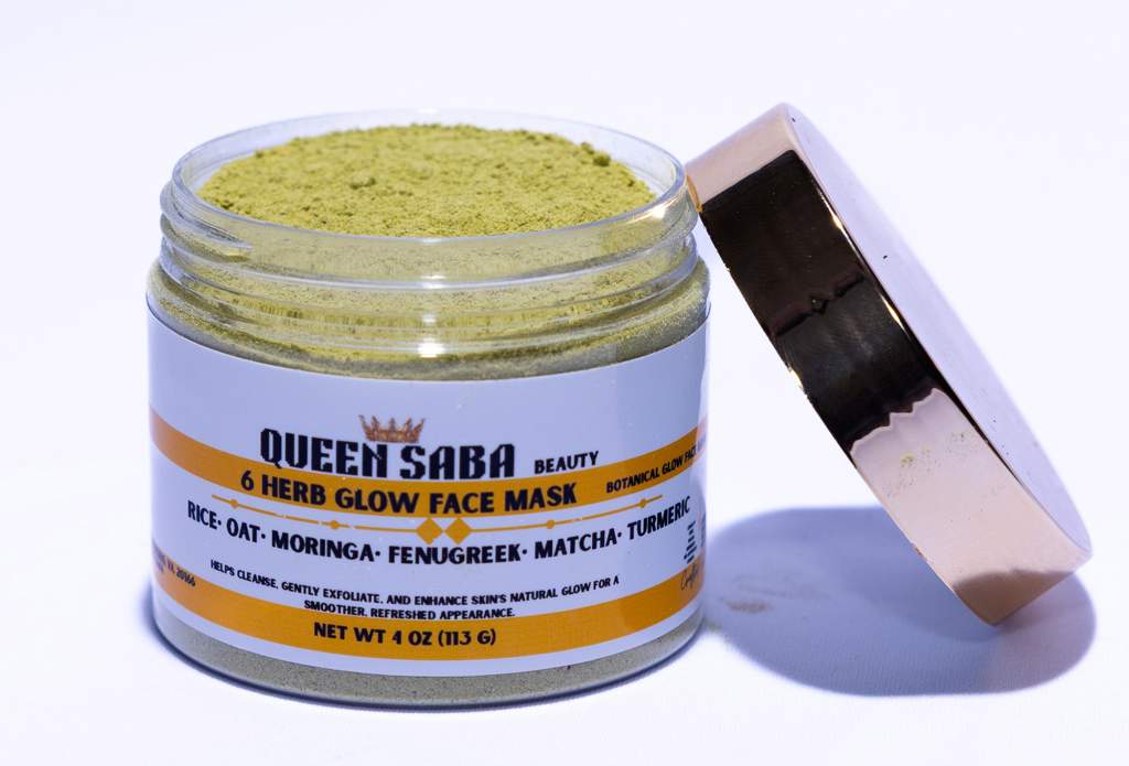 6 Herbal Glow Face Mask Powder, 4 oz Rice, Oat, Moringa, Fenugreek, Matcha & Turmeric,